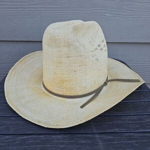Vintage Stetson Stallion Open Road Woven Straw Hemp Cowboy Rancher Hat USA 6 7/8